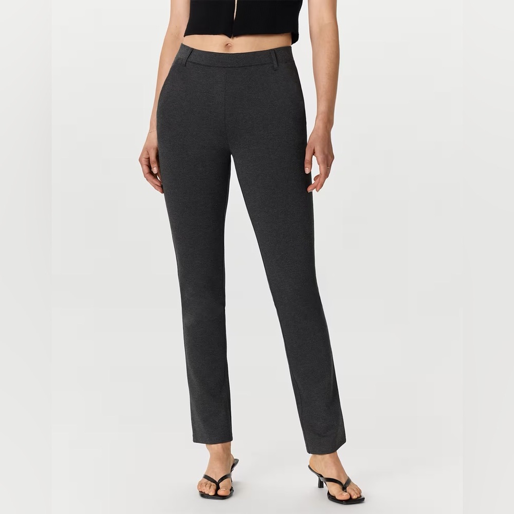 Quince Ultra Stretch Ponte Straight Leg Pants Charcoal Gray a size large tall